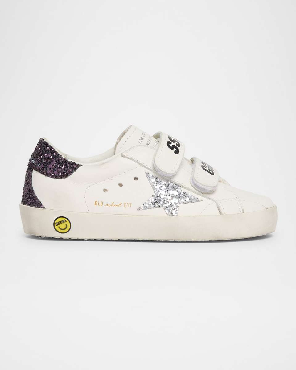 Girl's Old School Glitter Leather Sneakers, Baby/Toddlers